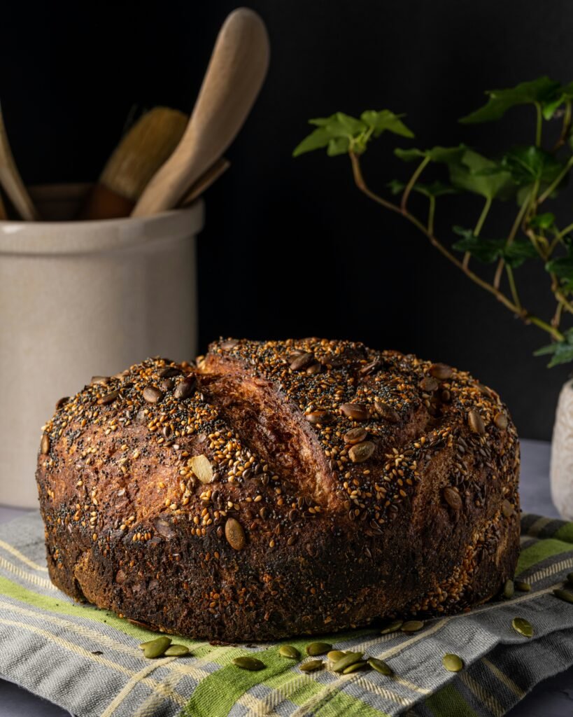 Rustic Multigrain Vegan Sourdough Bread with seeds - Vegan bakery Thanisandra Bangalore